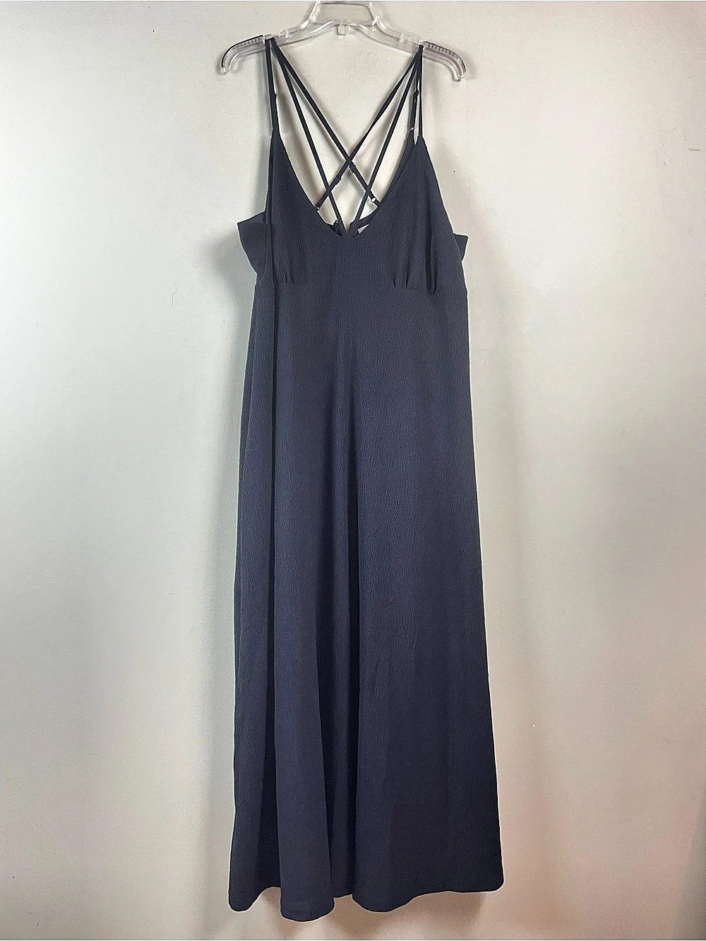 City Chic Maxi Crisscross Back Dress in Black Crepe Size Medium